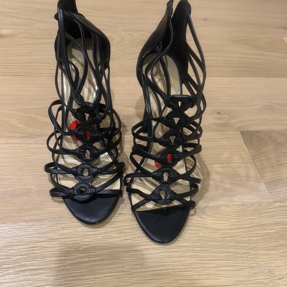 Jessica Simpson like new Elegant Black Strappy Women's Heels